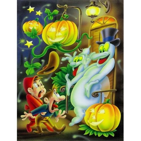 Carolines Treasures Carolines Treasures APH0933CHF Scary Ghosts & Halloween Trick or Treaters Flag Canvas House Size APH0933CHF